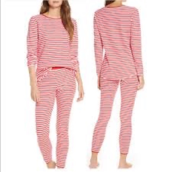 Rachel Parcell Candy Cane Christmas Red White Striped Waffle Pajama Pants S - Picture 2 of 2
